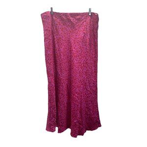 NEW Loft XXL Red Pink heart print Casual Pull On Maxi‎ Skirt flowy